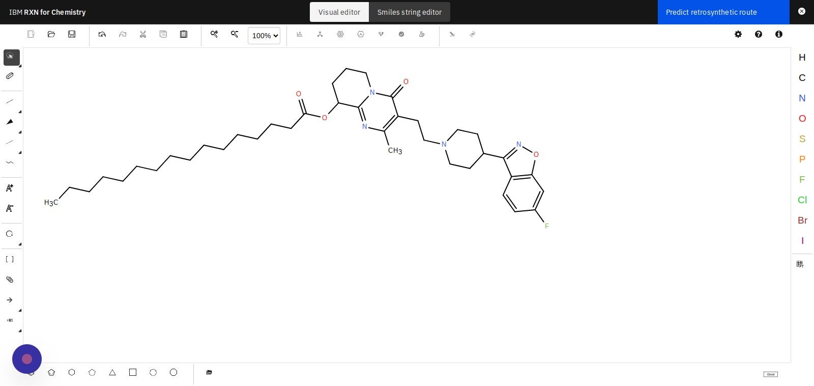 Screenshot of: Click "Predict retrosynthetic route"